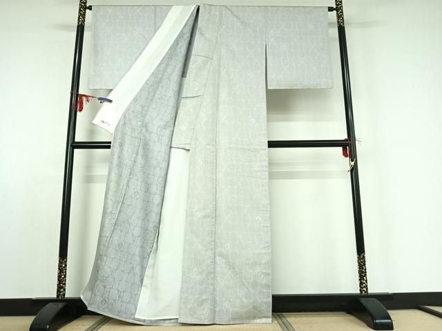 平和屋着物▽お召　単衣　市松文様　正絹　逸品　AAAZ5701jh 平和屋着物▽お召 単衣 市松文様 正絹 逸品 AAAZ5701jh