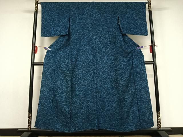 平和屋着物 上質な小紋 単衣 型染め 風景花文 正絹 jh