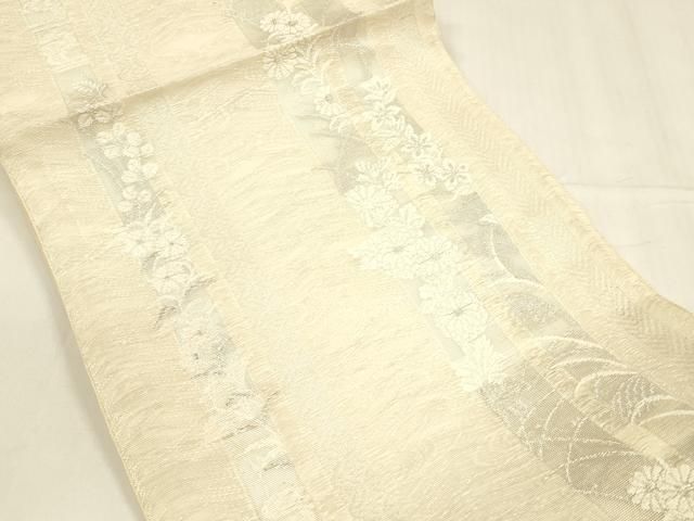 平和屋着物 夏物 つけ帯 唐織 草花間道 銀糸 正絹 cm