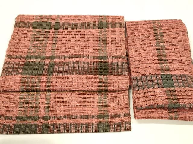 平和屋着物 夏物 つけ帯 格子 正絹 cm