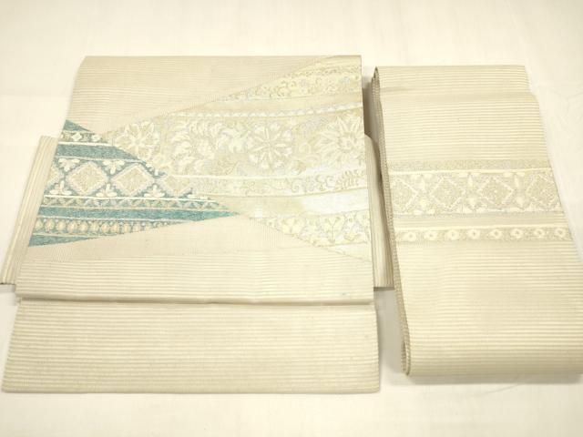 平和屋着物 夏物 つけ帯 切嵌更紗花文 金銀糸 正絹 cm