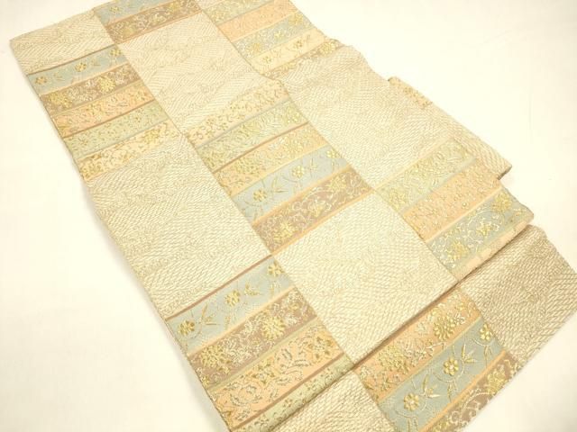 平和屋着物 夏物 つけ帯 流水草花文 金銀糸 正絹 cm