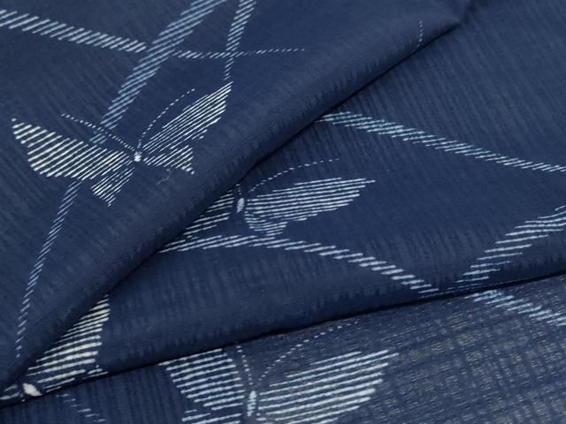 平和屋着物 夏物 小紋 紗 舞蝶芝文 洗える着物 jd