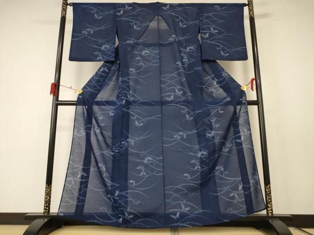 平和屋着物 夏物 小紋 紗 舞蝶芝文 洗える着物 jd