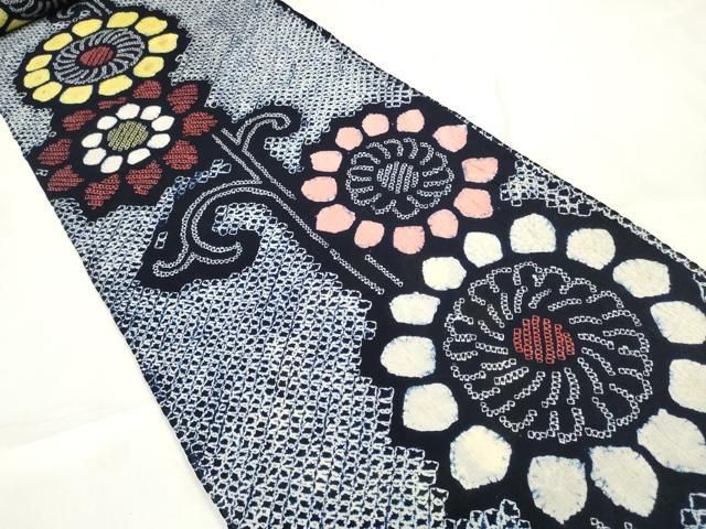平和屋着物∴夏物 浴衣 有松鳴海絞 反物 着尺 向日葵 ひまわり 綿 zzz