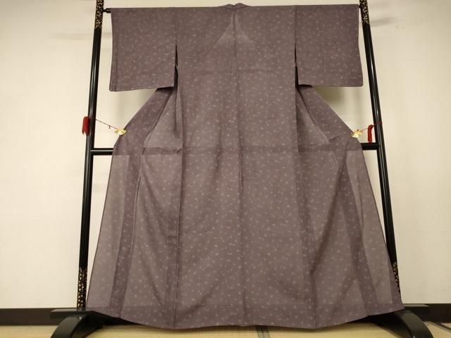 平和屋着物＊夏物 小紋 紗 幾何学文様 銀通し地 AABE0620jd