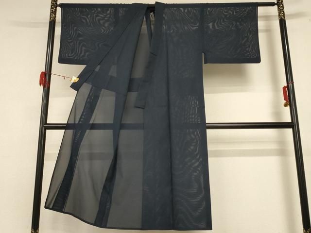 平和屋着物 夏物 男性 色無地 絽 藍鉄色 洗える着物 jd