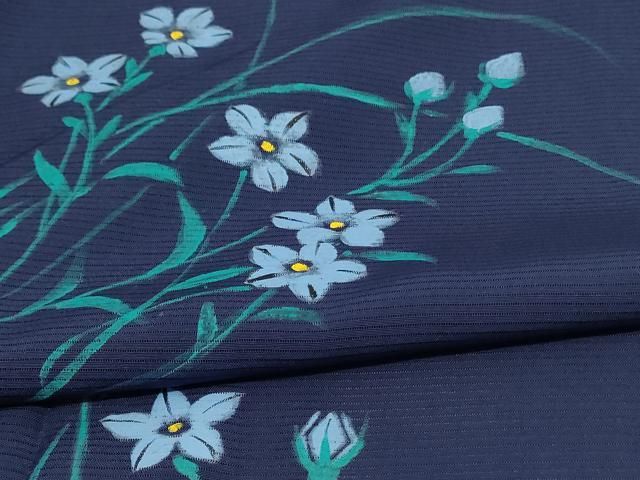 平和屋着物＊夏物 訪問着 絽 手描き 草花文 正絹 逸品 AABE1295jd