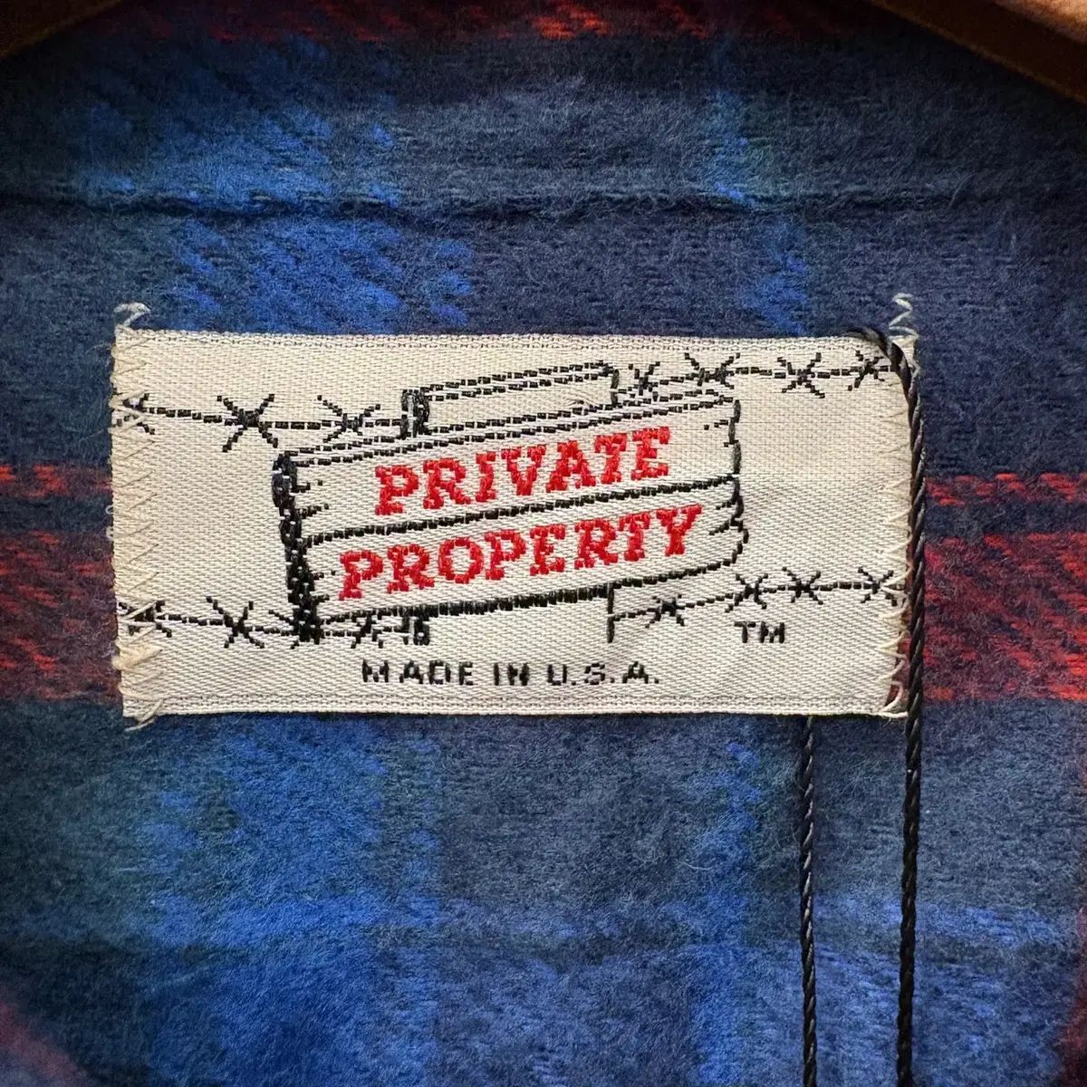 90s private property アメリカ製 ヘビーフランネル チェック ワークシャツ N191