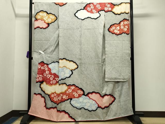 平和屋着物 豪華振袖 総絞り 雲重ね流水花文 正絹 gh