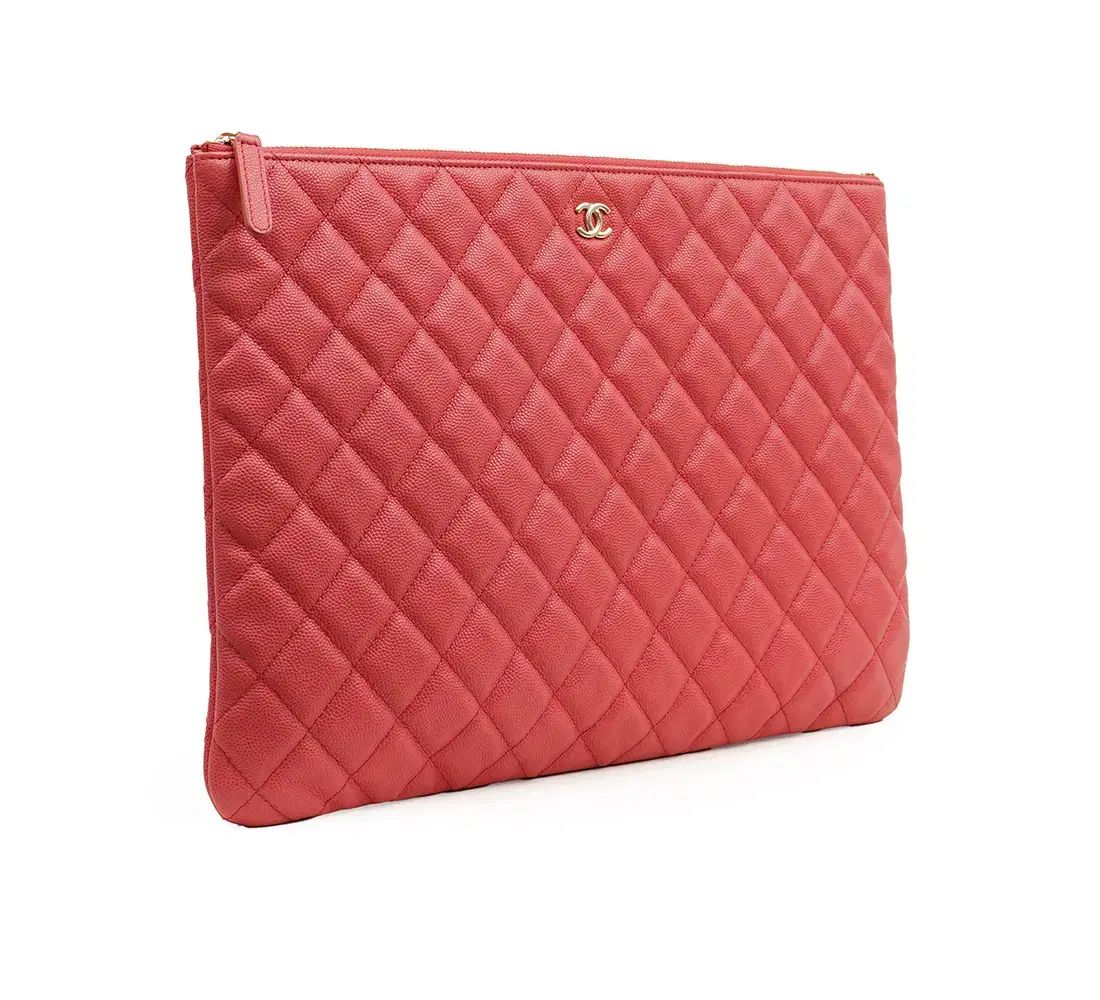 ブランド CHANEL シャネル クラシック キャビア large クラッチバッグ コーラルピンク A 82552
