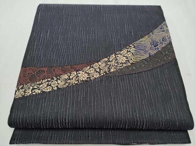 平和屋着物 印傳 両面 太鼓柄袋帯 切嵌 鳳凰更紗花文 正絹 hy