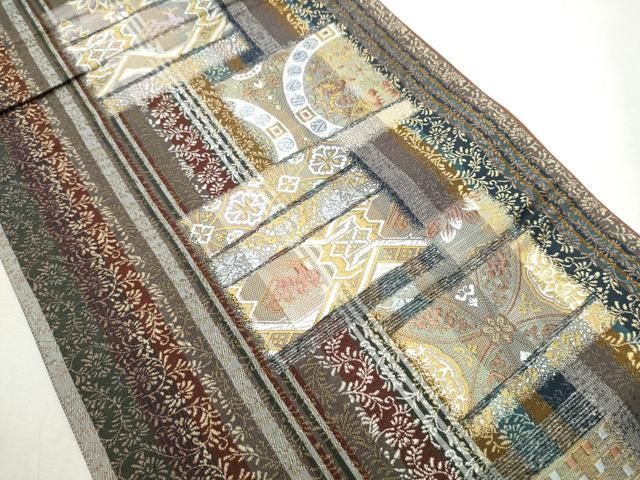  平和屋着物 西陣 創喜庵謹製 両面 六通柄袋帯 唐織 京の名工 狩猟花蝶文 証紙付き 正絹 hy 袋帯 帯