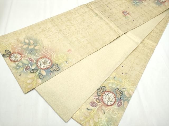  平和屋着物 太鼓柄袋帯 作家物 絞り 辻が花 金通し地 正絹 hy 袋帯 帯