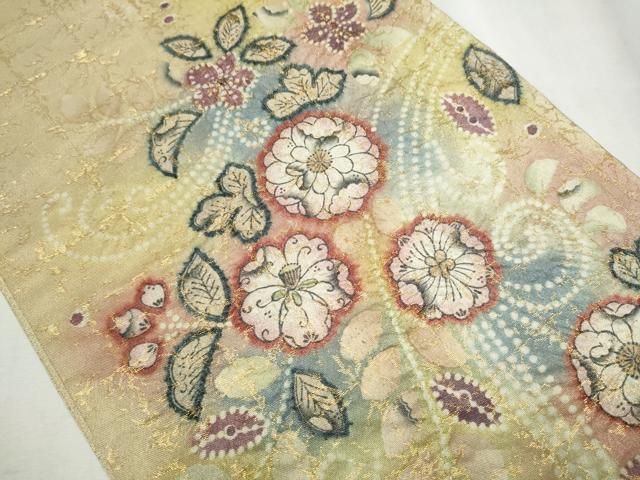 平和屋着物 太鼓柄袋帯 作家物 絞り 辻が花 金通し地 正絹 hy