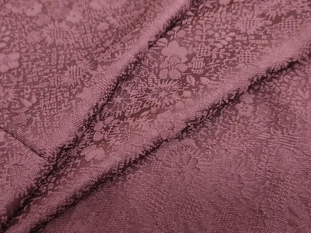 平和屋着物 上質な色無地 草花地紋 紫鳶色 さが美扱い 正絹 ud