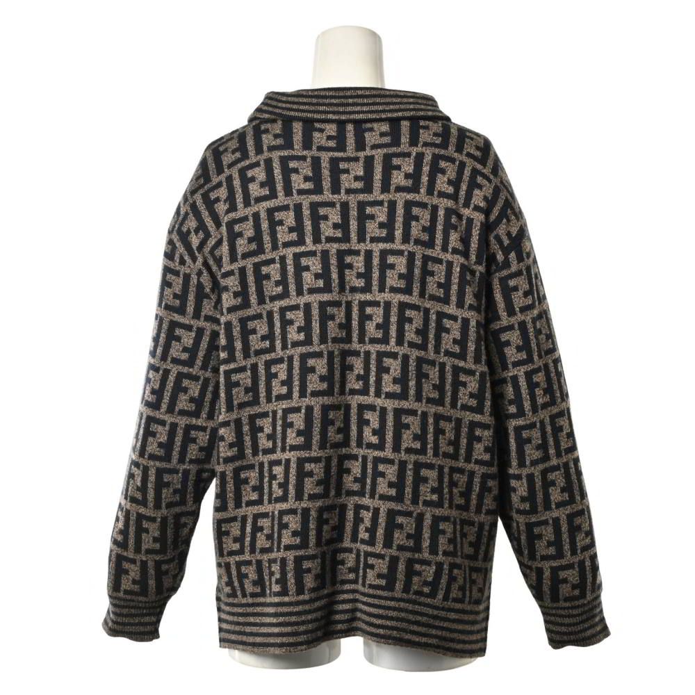 コ*コ様 FENDI ズッカ柄 タートルネックニット フェンディFENDI ズッカ柄切替タートルネックニット ベージュ黒44 (K