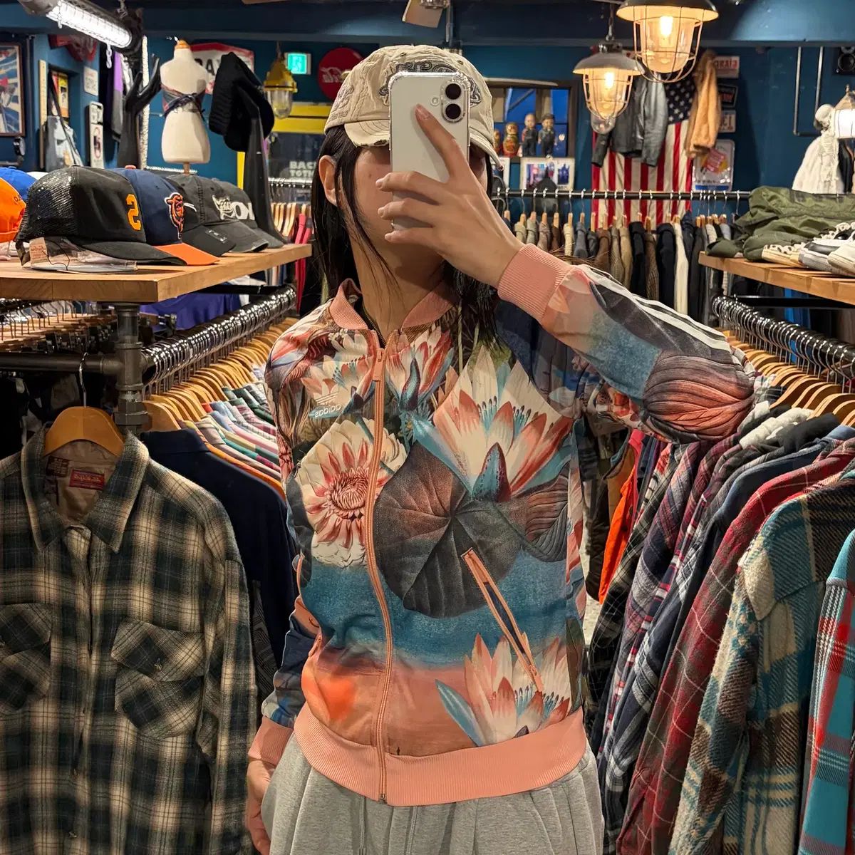 アディダス ファイヤーバード ピンク フラワー ジャージ