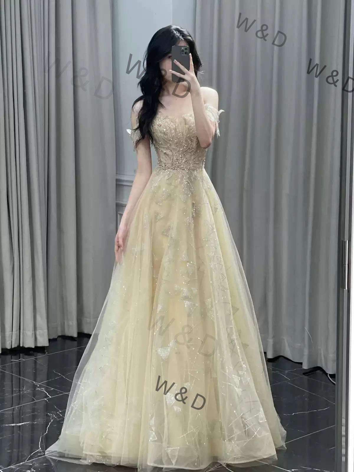 オフショルダー イブニングドレス 2025 エレガント 上品 フェアリーテイル パーティー 司会 フォーマル おしゃれ レディースフォーマル ドレス