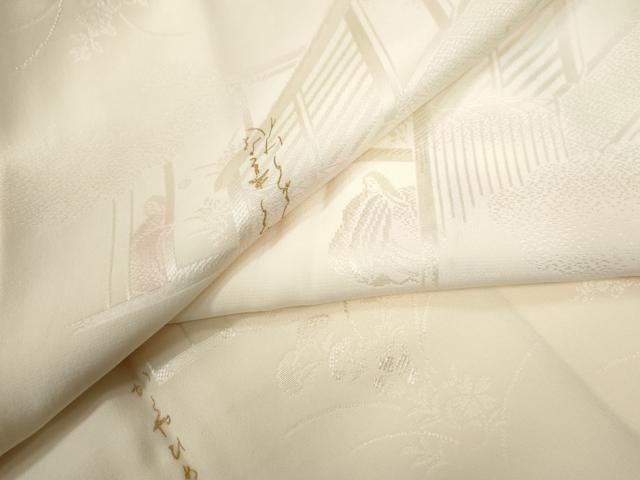 平和屋着物 長襦袢 袷 雲取り人物風秋草地紋 金彩 半衿刺繍 正絹 yc