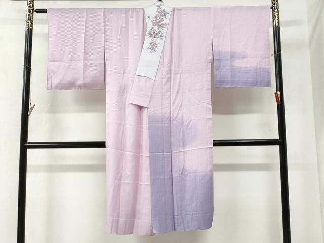 平和屋着物●長襦袢　無双仕立て　鱗地紋　暈し染め　半衿刺繍　正絹　逸品　CABA6360yc 平和屋着物○長襦袢 無双仕立て 鱗地紋 暈し染め 半衿刺繍 正絹 逸品