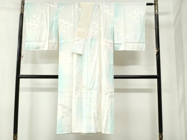 平和屋着物 長襦袢 袷 雲取り梅地紋 暈し染め 正絹 yc