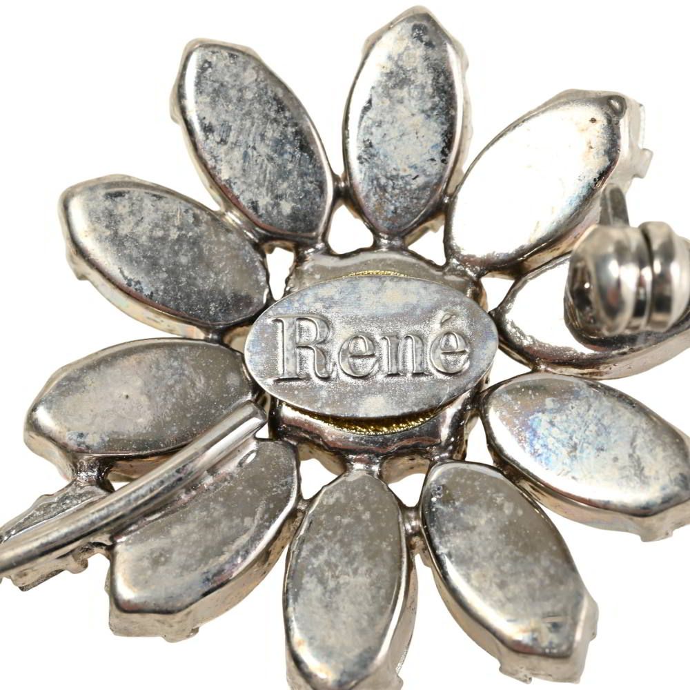 Rene フラワー モチーフ ラインストーン ブローチ - メルカリ