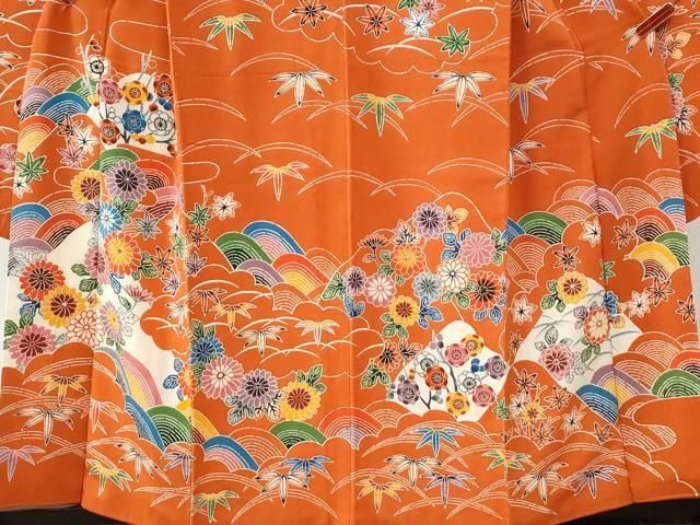 型染め 竜田川笹梅花文