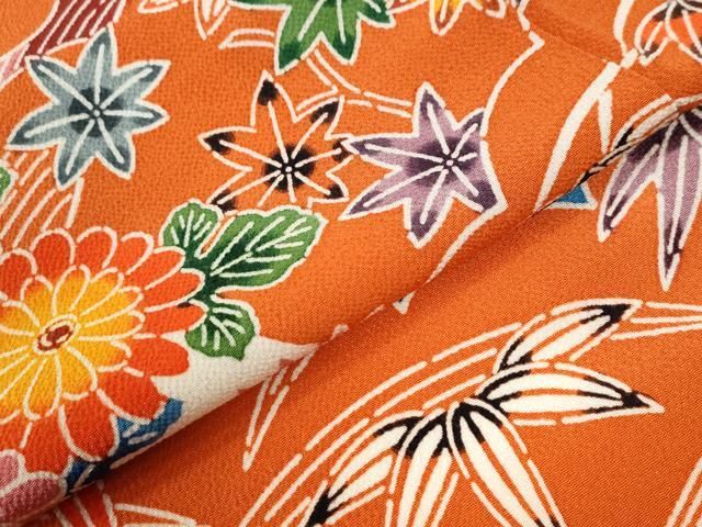 平和屋着物 豪華振袖 型染め 竜田川笹梅花文 鬼しぼ縮緬 正絹 yc 振袖 着物 着物 浴衣