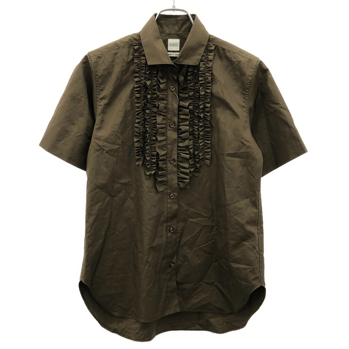 BOWTE バウト 24 SS FINX COTTON FRILL DRESS SHIRT ショートスリーブシャツ 241-01-0014 カーキブラウン系 F