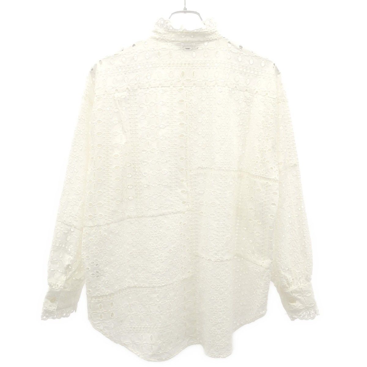 HUG O WaR ハグオーワー カットワークレースパッチワークブラウスシャツ ホワイト F