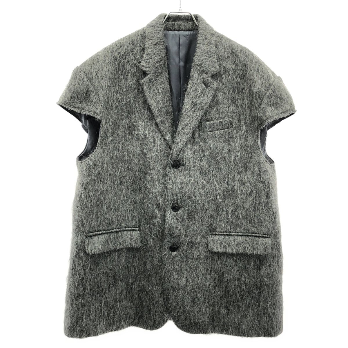 RYU KAGA リュウ カガ Mohair shaggy cropped chesterfield vest モヘヤシャギーベスト 85 RC 02 D グレー 38