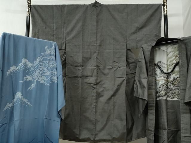 平和屋着物 男性 本場大島紬 アンサンブル 長襦袢セット 80亀甲 総詰め 正絹 yc