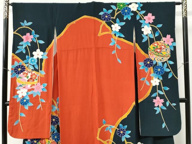 平和屋着物 豪華振袖 草花文 暈し染め さが美扱い 正絹 yc