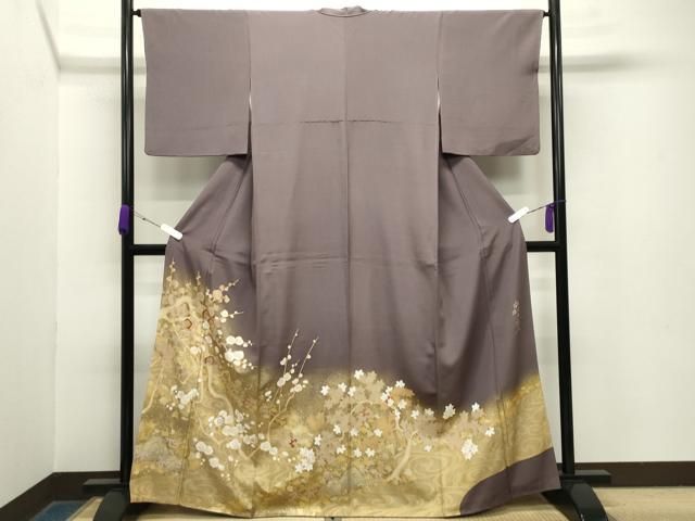 平和屋着物○皇室デザイナー 中村乃武夫 色留訪問着 駒刺繍 流水枝梅笹
