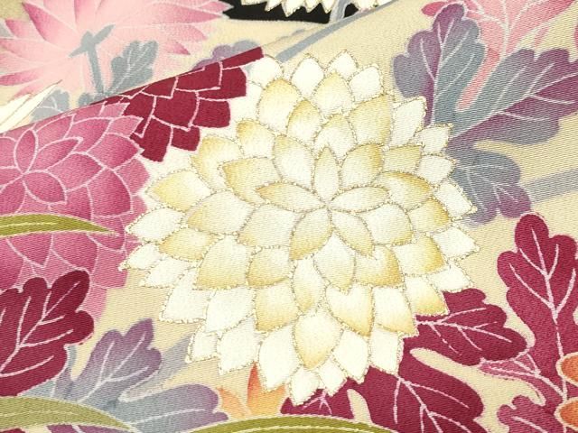  平和屋着物 豪華黒留袖 尾長鳥草花文 暈し染め 金彩 正絹 gh 黒留袖 着物