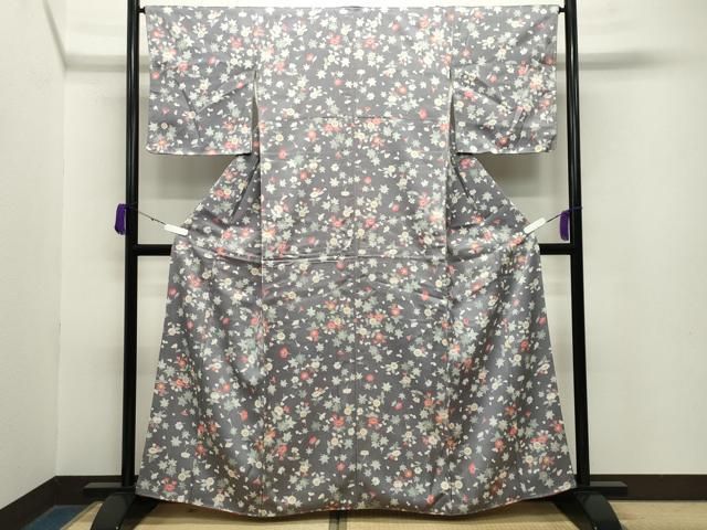 平和屋着物 上質な小紋 草花文 金彩 正絹 gh