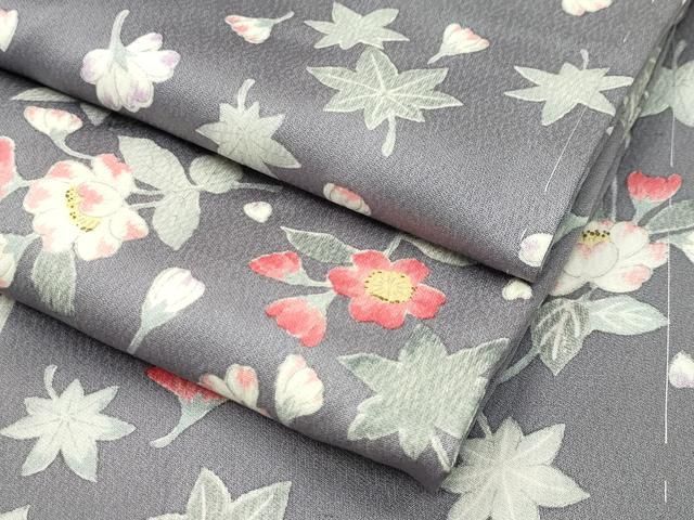 平和屋着物 上質な小紋 草花文 金彩 正絹 gh