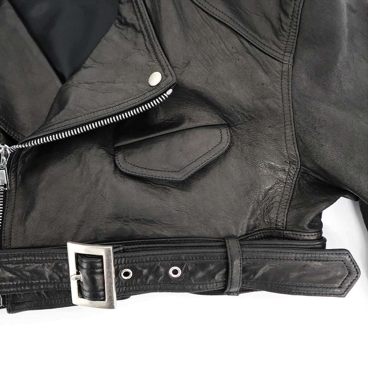  Rick Owens リックオウエンス 24 AW Micro Biker Jacket マイクロ クロップドバイカーレザージャケット -LNV ブラック 40 その他 レザージャケット ライダース
