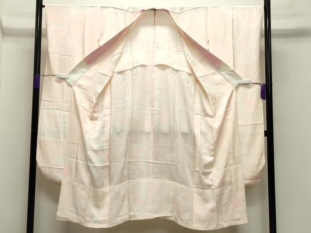 平和屋着物 振袖用長襦袢 無双仕立て 雲取り亀甲花地紋 暈し染め 半衿刺繍 正絹 gh