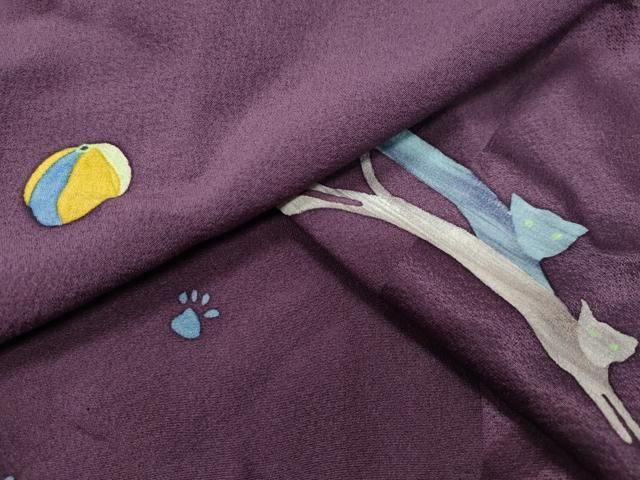 平和屋着物 長襦袢 単衣 猫 正絹 gh