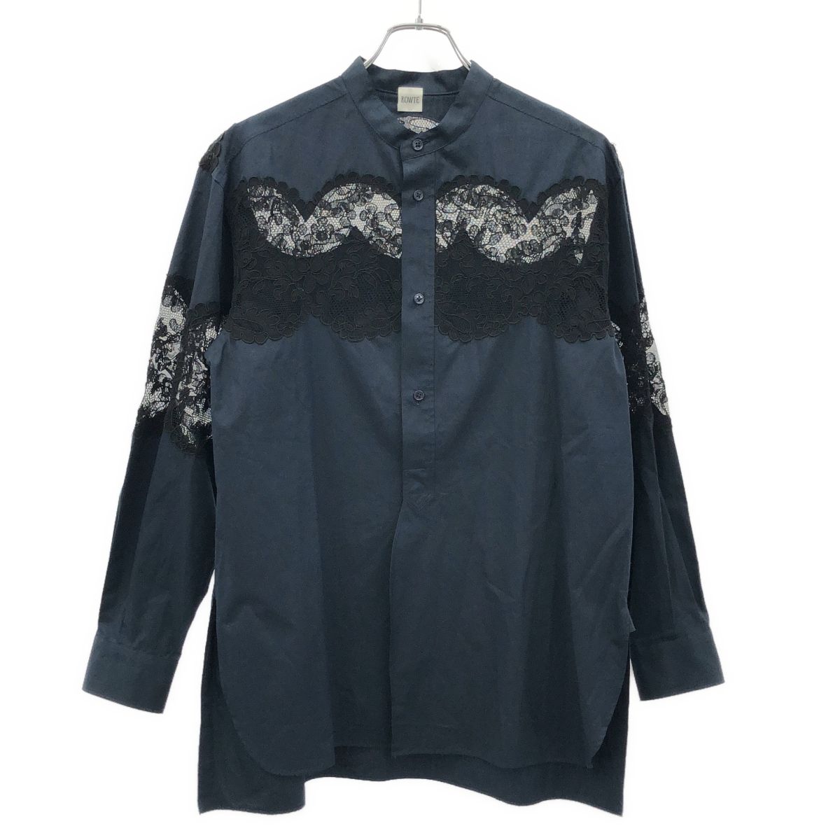 BOWTE バウト 23 SS LACE PANELED SHIRT レースパネルシャツ 231 11 0001 ネイビー 1