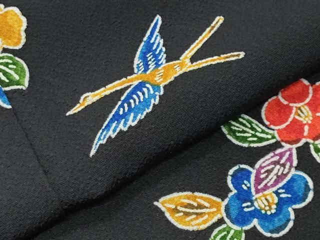 型染め 飛鶴松竹梅文