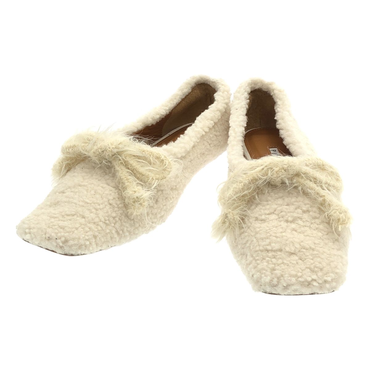 Pippichic ピッピシック AMBER BALLET ボアフラットシューズ ホワイト 37