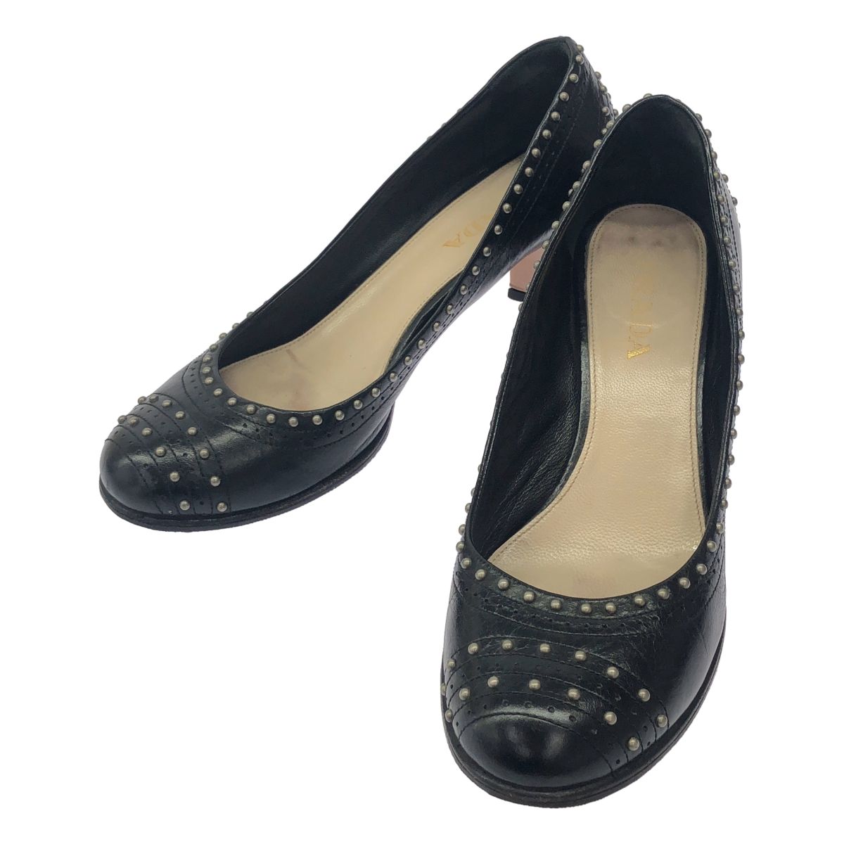 PRADA プラダ スタッズレザーパンプス ブラック 35 1/2 - メルカリ