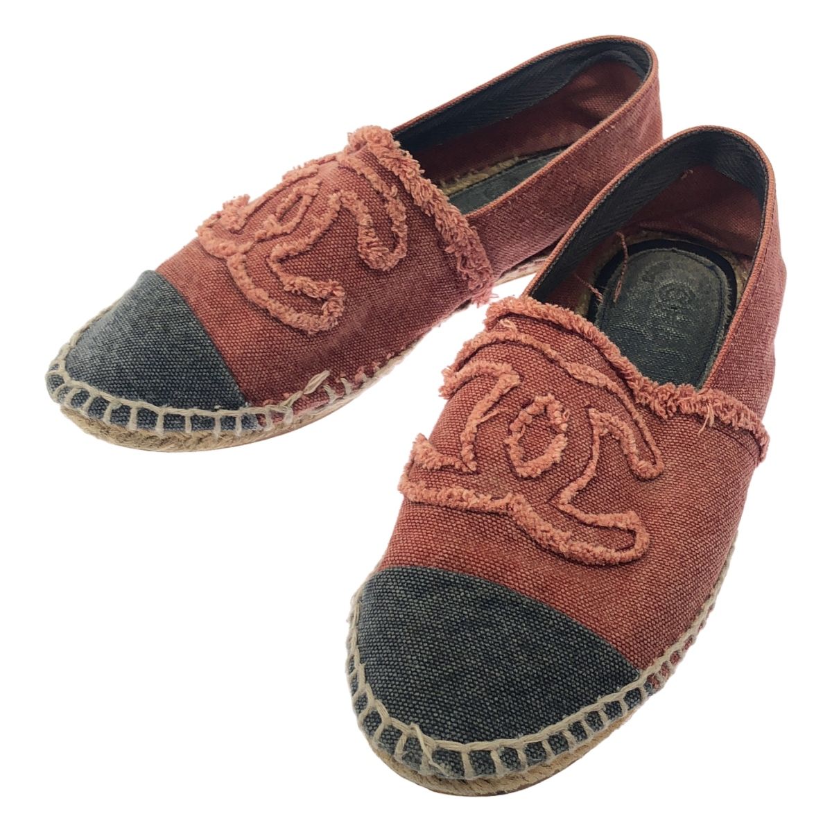 CHANEL エスパドリーユ　ミュール スリッポン　37 シャネル スリッポン エスパドリーユ レディース37 ホワイト メッシュ