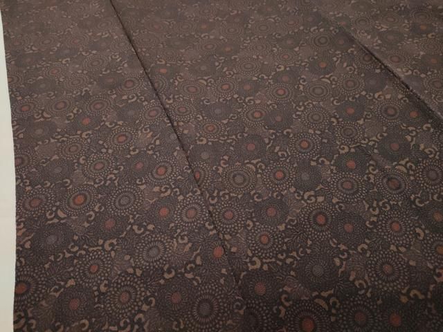  平和屋着物 上質な小紋 型染め 菊花唐草文 鬼しぼ縮緬 正絹 gh 小紋 着物