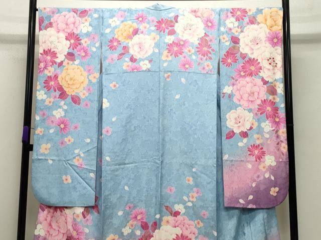 平和屋着物 豪華振袖 舞花文 暈し染め 金銀彩 正絹 gh
