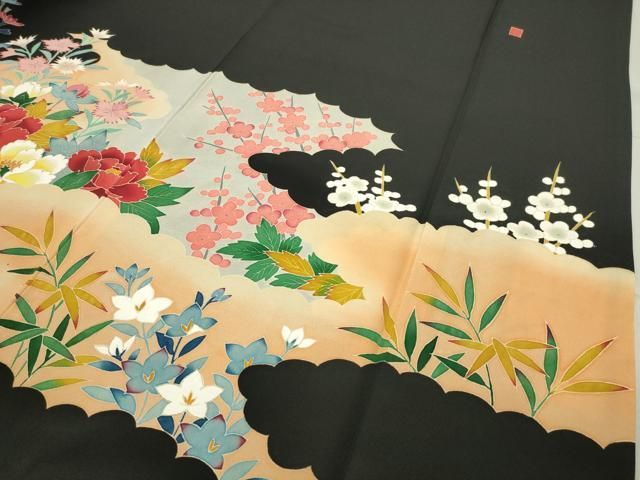 孔雀花文 暈し染め