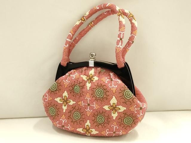 平和屋着物 和装小物 和装バッグ ハンドバッグ ビーズバッグ 花柄 ay